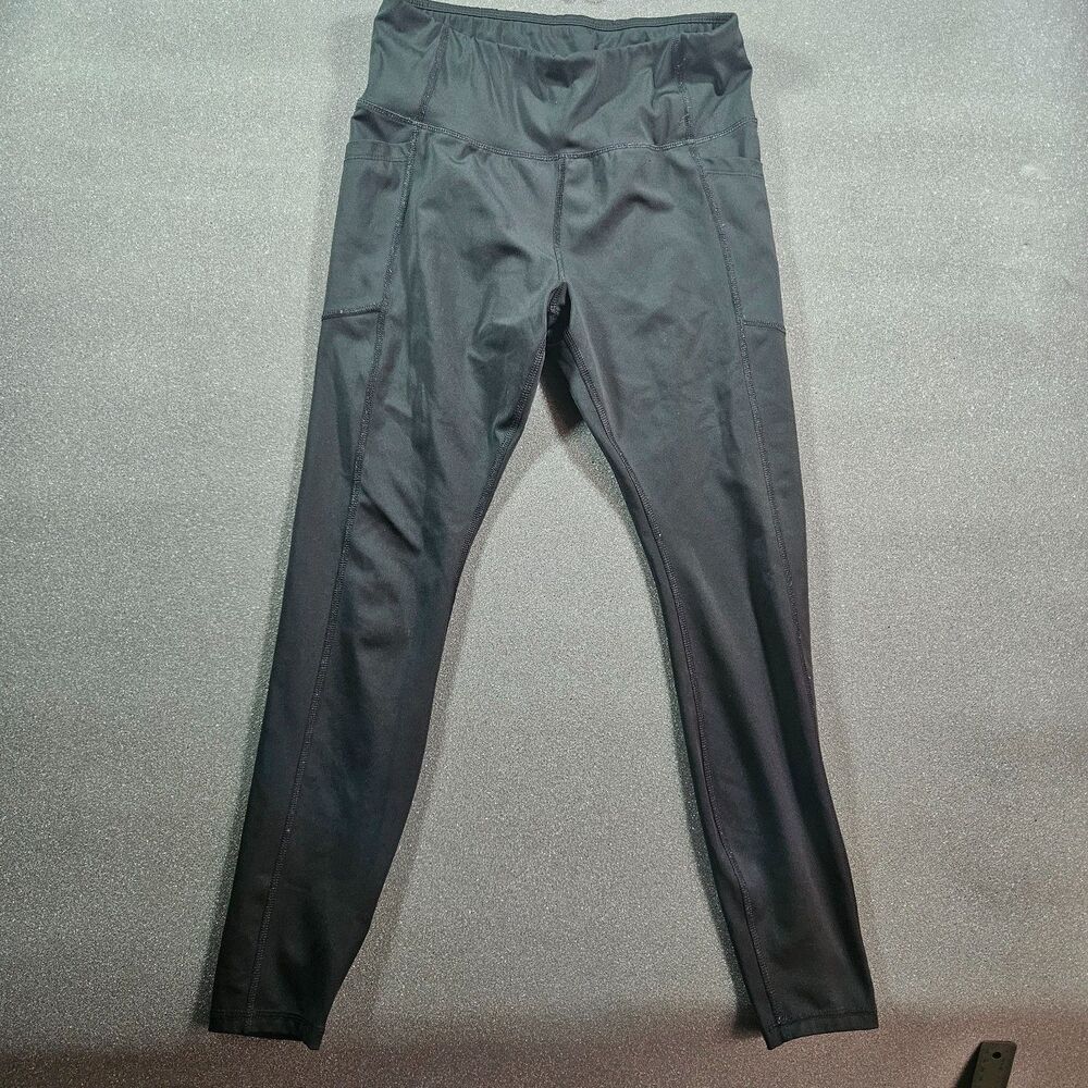 AVIA Womens Leggings Size M 8-10 Black High Rise Athletic Workout Pants Pockets